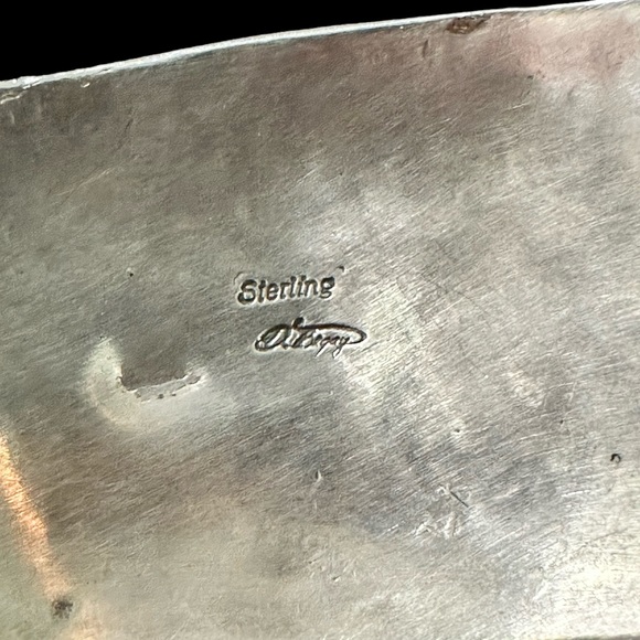 Native American Solid Sterling Bear Claw & Godber Turquoise Cuff -Signed - Picture 8 of 14